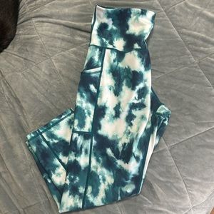 Blue and White Tie Dye Capri Leggings, never worn